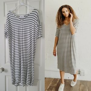 CJLA Striped Midi dress